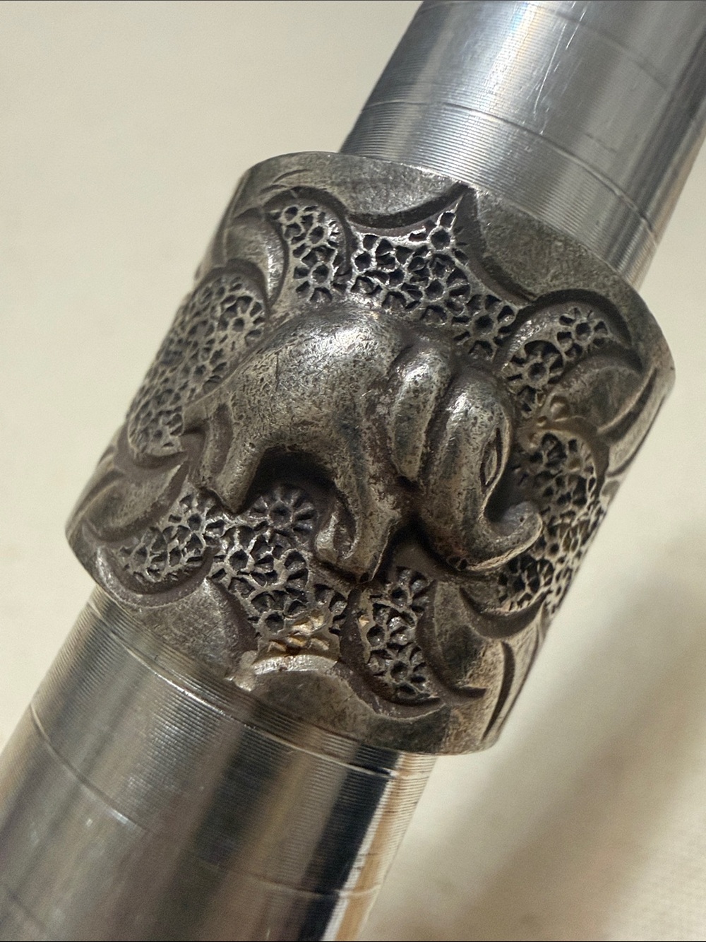 Handcrafted sterling Silver Elephant Statement Ring size 8